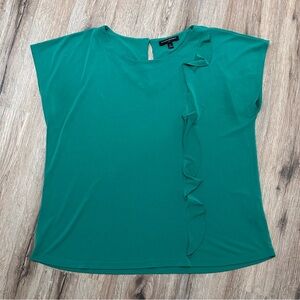Banana Republic Shirt Womens XL Green Ruffle Stretch Office Casual Party Top